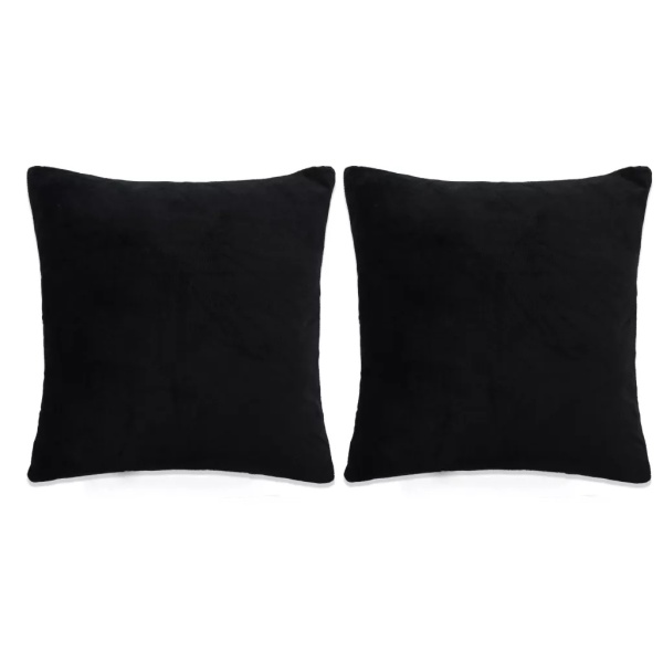 Set Perne Decorative 2 Buc Velur 60 x 60 cm Negru 132932